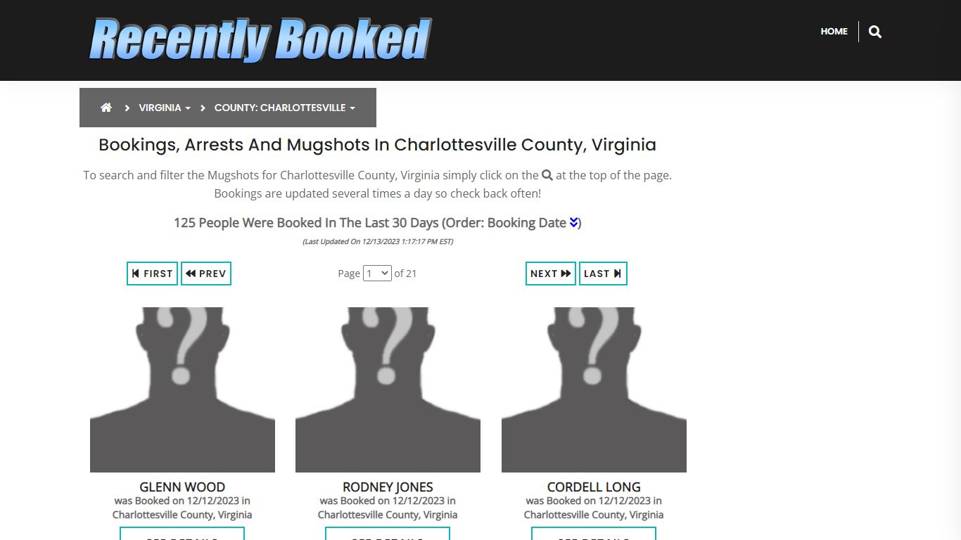 Bookings, Arrests and Mugshots in Charlottesville County, Virginia