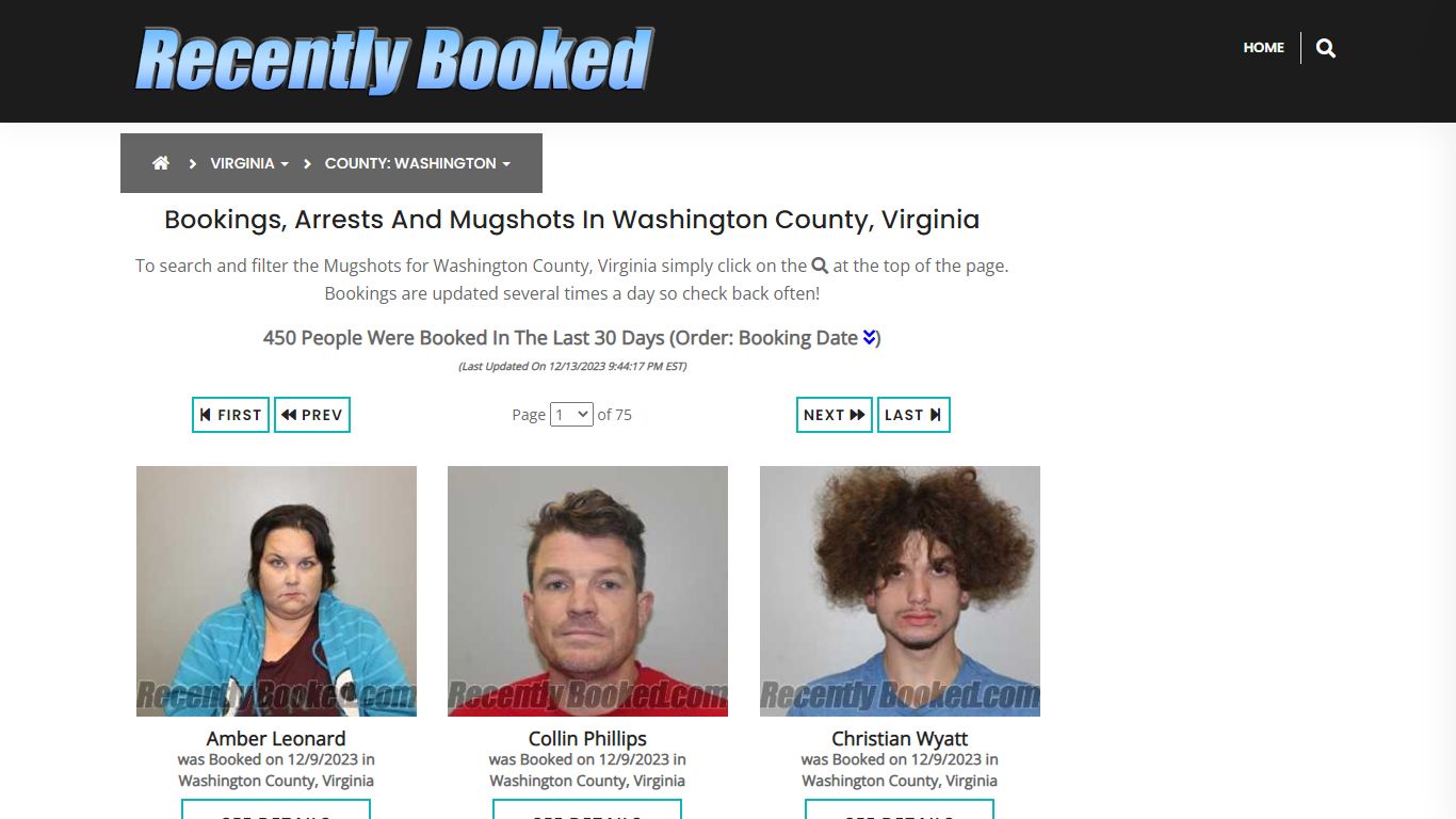 Bookings, Arrests and Mugshots in Washington County, Virginia